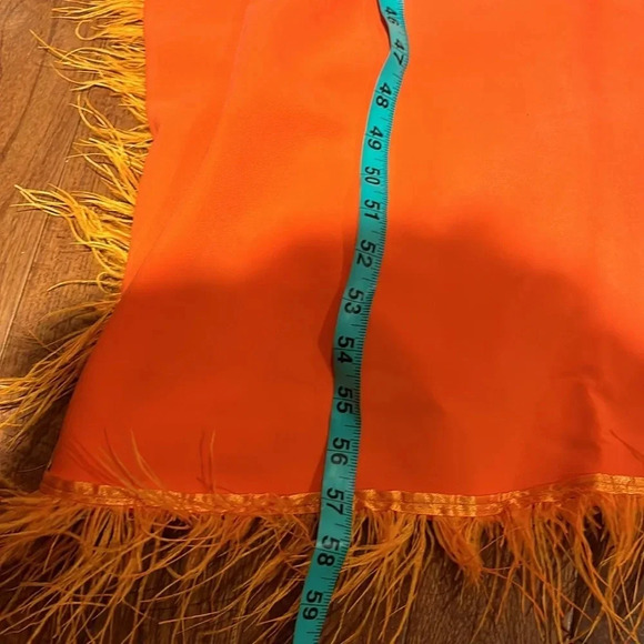 Vintage 1970’s Couture style Fashion Satin Osteich Feather Trim Kaftan - Picture 7 of 15